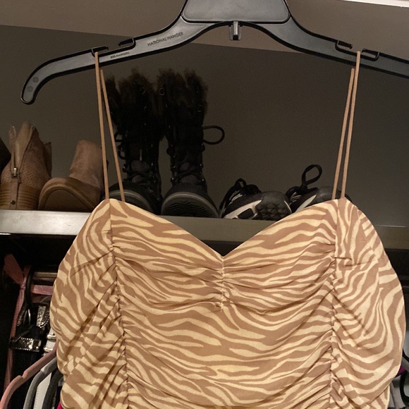 Tan zebra print gotten mini dress. New with tags - Picture 2 of 4